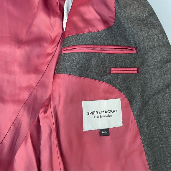 Spier & Mackay Contemporary Fit 100% Wool Fully Lined Blazer Sport Coat Gray 40L - Picture 11 of 12